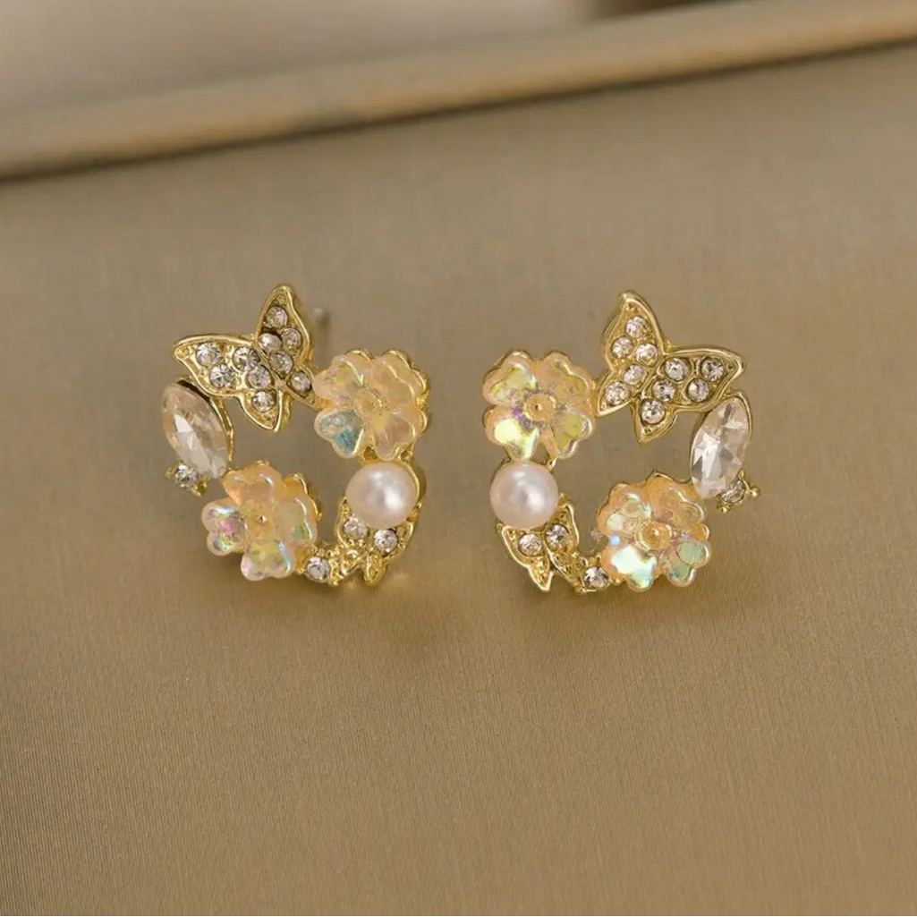 Fashion Jewelry  Prom Earrings  Wedding Jewelry  Circular EarringsButterfly